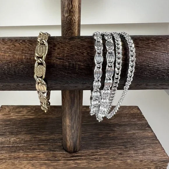 Gold-Tone & Silver-Tone Chain Link Bracelets Set Of 2 - Picture 1 of 3